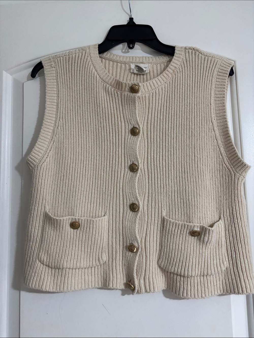 Song of Style Cream Ribbed Button Front Tank Sweater